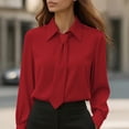 thumbnail image 1 of Women's Long Sleeve Casual Button Down Shirt with Lapel Collar for Everyday Wear, 1 of 6