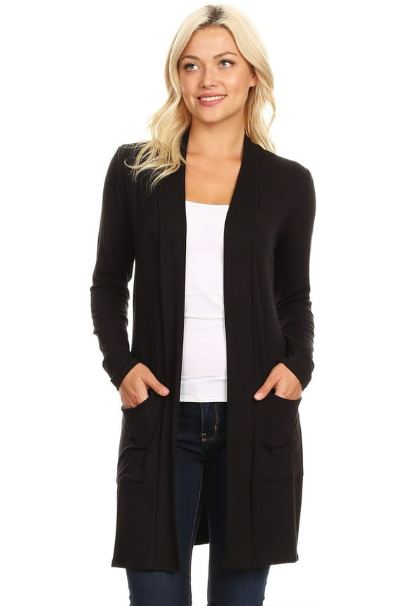 Women's Long Sleeve Casual Duster Classic Solid Long Body Cardigan