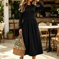 thumbnail image 1 of Women's Long Sleeve Casual Fall Dresses Crew-Neck Swing Party Dress with Pockets 2026 Black XL, 1 of 7