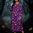 thumbnail image 1 of Women's Long Sleeve Casual Maxi Dress Spooky Skull Pumpkin Graphic Print Crewneck Flowy Fall Dresses Halloween Party Festival Costumes Everyday Apparel, 1 of 8