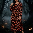 thumbnail image 1 of Women's Long Sleeve Casual Maxi Dress Spooky Skull Pumpkin Graphic Print Crewneck Flowy Fall Dresses Halloween Party Festival Costumes Everyday Apparel, 1 of 8