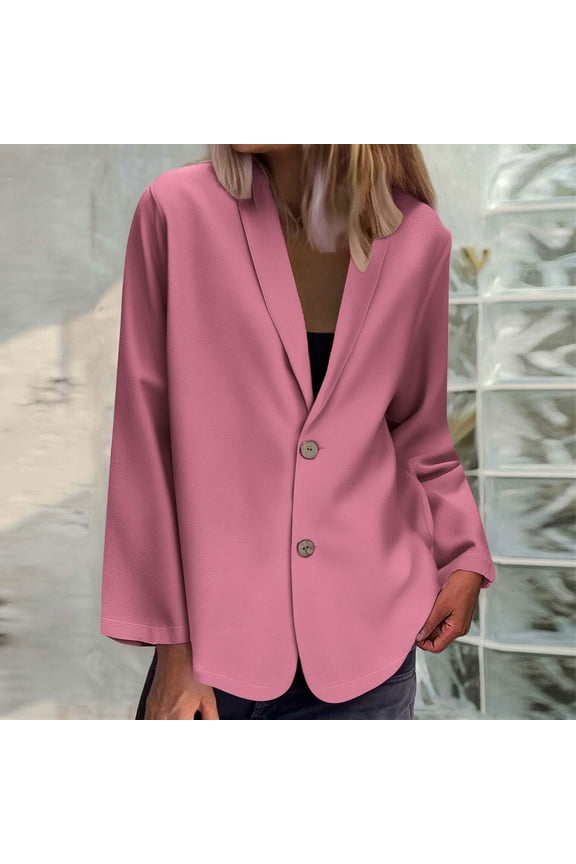 Women's Long Sleeve Casual Shirt Blouse Top with Pocket Loose Fit Button Up Jacket Outerwear for Work Office Holiday | CSEONE,Pink L