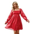 thumbnail image 1 of Women's Long Sleeve Casual Solid Dresses Babydoll Mesh Midi Dress, 1 of 5