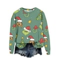Women's Long Sleeve Casual Sweatshirt with Unique Green Cartoon