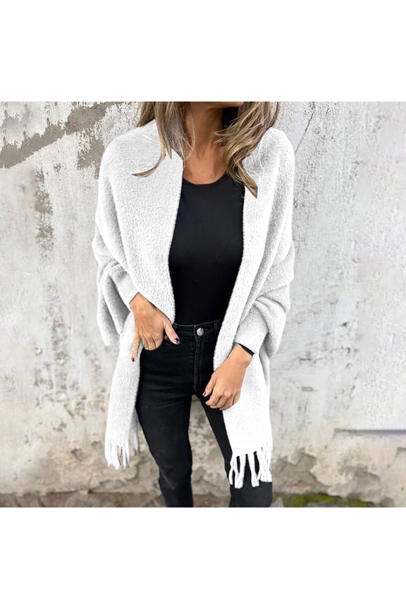 Women's Long Sleeve Casual Tassel Shawl Coat Fall Winter Knit Fringe Shawl Warm Coat plus Size Coat Women Vest plus Women Coats And Jackets plus Size Hood Ladies All Weather Jacket plus Size Womens