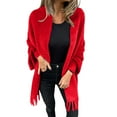 thumbnail image 1 of Women's Long Sleeve Casual Tassel Shawl Coat Fall Winter Knit Fringe Shawl Warm Coat, 1 of 2