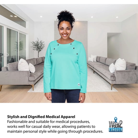 Wear 2 Conquer Women’s Chest Port Access Chemo Shirt – Adaptive Chemotherapy Top