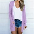 thumbnail image 1 of Women's Long Sleeve Chiffon Cardigan with Pocketed Open Front Lightweight Sheer Loose Fitting Casual Beach Cover up Outwear Purple S, 1 of 6