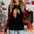 thumbnail image 1 of Women's Long Sleeve Christmas Top, Cute Carrot With Scarf & Bag Festive Graphic Plaid Raglan Sweatshirt, 1 of 4