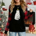thumbnail image 1 of Women's Long Sleeve Christmas Top, Cute Cat Wrapped In Christmas Lights Festive Graphic Plaid Raglan Sweatshirt, 1 of 4