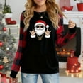thumbnail image 1 of Women's Long Sleeve Christmas Top, Edgy Rocker Santa With Sunglasses & Chain Festive Graphic Plaid Raglan Sweatshirt, 1 of 4