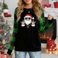 thumbnail image 1 of Women's Long Sleeve Christmas Top, Edgy Rocker Santa With Sunglasses & Chain Festive Graphic Plaid Raglan Sweatshirt, 1 of 4