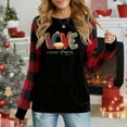 thumbnail image 1 of Women's Long Sleeve Christmas Top, "Love Came Down" Nativity Themed Patterned Letters Graphic Plaid Raglan Sweatshirt, 1 of 5