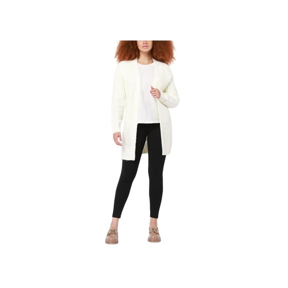 Women's Long Sleeve Chunky Melange Knit Sweater Cardigan Cream Melange L