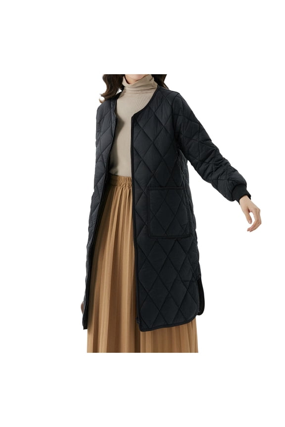 Women's Long Sleeve Coat for Winter Warmth Lightweight Midi Outerwear Collar Design Casual Daily Comfort