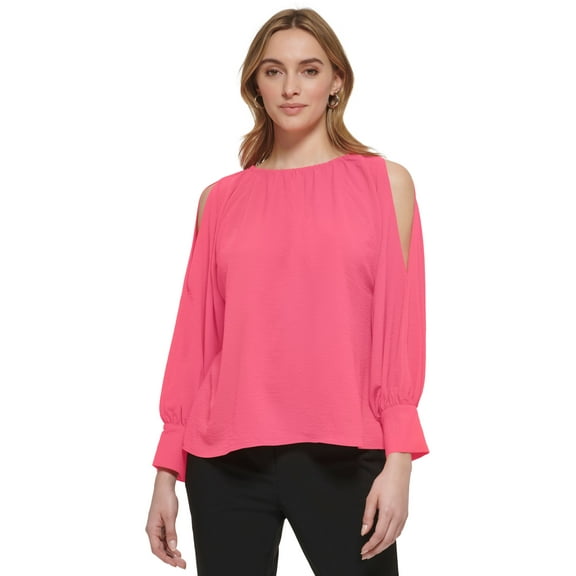Women's Long Sleeve Cold Shoulder Blouse Rosebud S