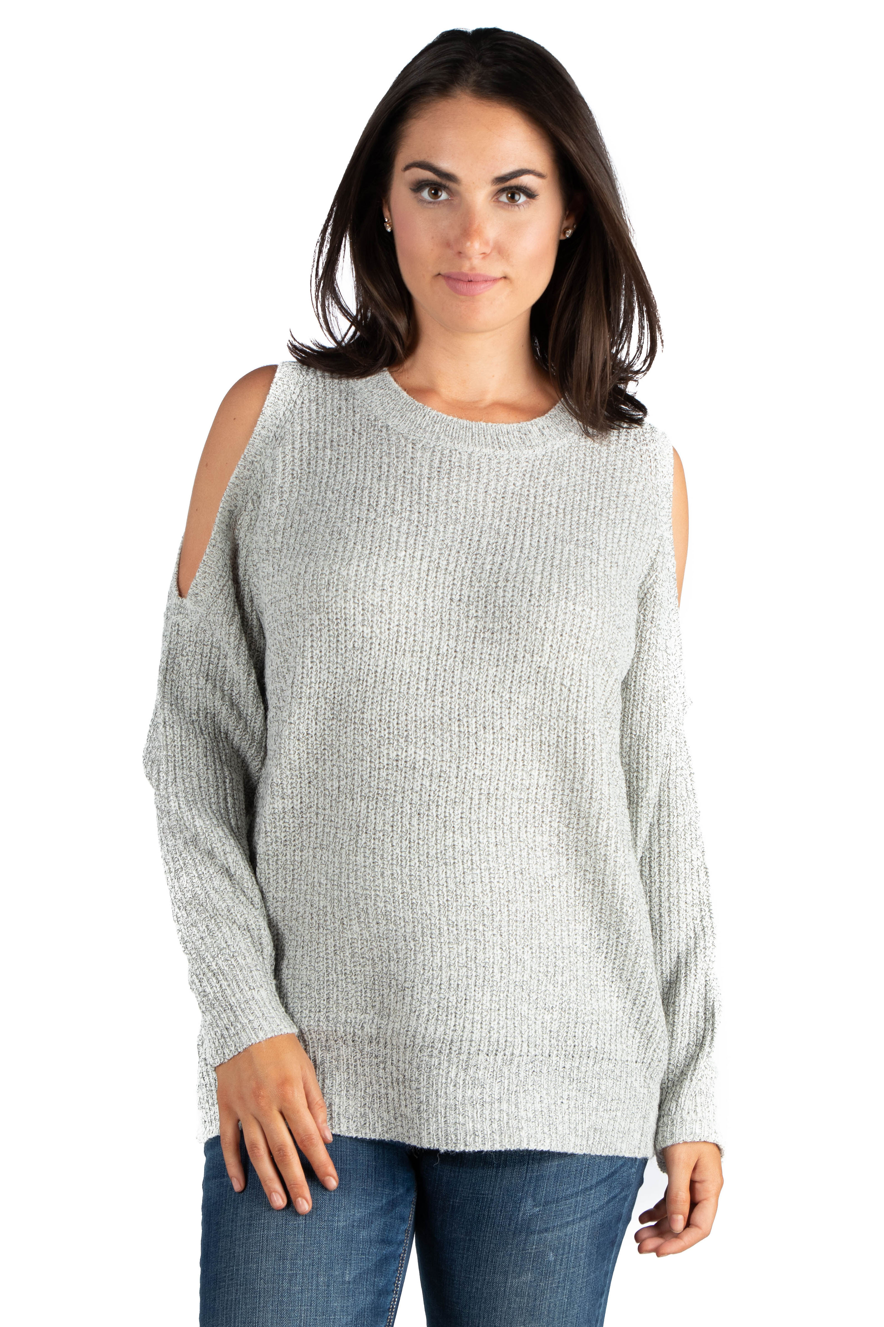 Women's Long Sleeve Cold Shoulder Sweater Top - Walmart.com