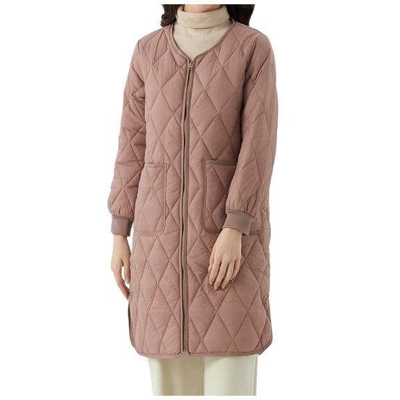 Women's Long Sleeve Collar Winter Warm Coat Solid Casual Basic Daily Jacket Lightweight Comfy Midi Outerwear