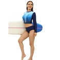 thumbnail image 1 of Women's Long Sleeve Contrast Color Two Piece Rash Guard High Rise Brief Swimwear, 1 of 6