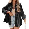 thumbnail image 1 of Women Long Sleeve Corduroy Peplum Shacket Jacket Button Down Babydoll Shirts Oversized Casual Blouses Tops, 1 of 6