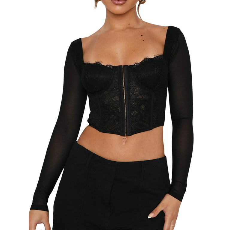 Sexy Lace Cutout Long Sleeve T-Shirt Sexy Lace Cutout Long Sleeve T-Shirt