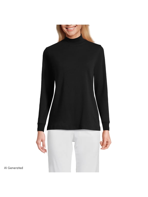 Women's Cotton Mock Turtleneck