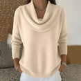 thumbnail image 1 of Women's Long Sleeve Cowl Neck Sweater Pullover Turtleneck Casual Loose Sweatshirts Tunic Tops Beige XL, 1 of 6