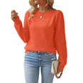 thumbnail image 1 of Women's Long Sleeve Crew Neck Crochet Pullover Sweater, 1 of 20
