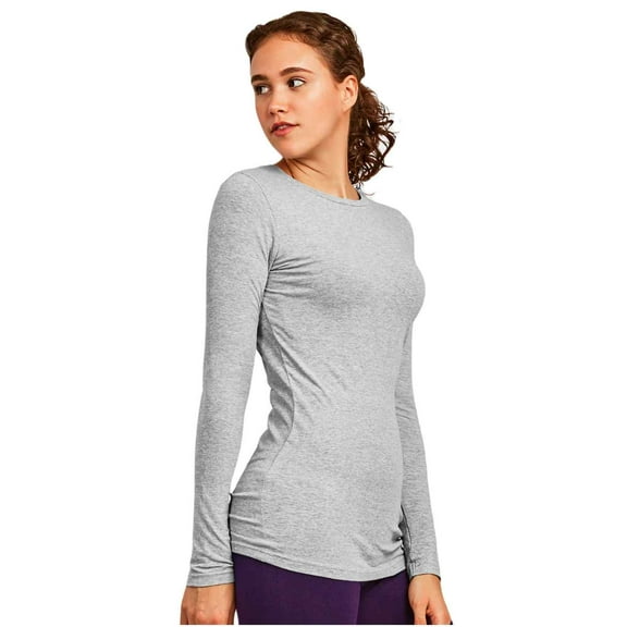Women's Long Sleeve Crew Neck Fit T-Shirt, Heather Gray M, 1 Pack