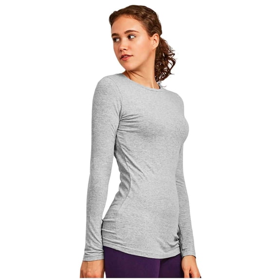 Women's Long Sleeve Crew Neck Fit T-Shirt, Heather Gray S, 1 Pack