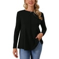 thumbnail image 1 of INSPIRE CHIC Women's Long Sleeve Crew Neck T-Shirt Comfortable Stylish Top Daily Causal Wear L Black, 1 of 6