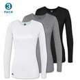 thumbnail image 1 of Women's Long Sleeve Crew Neck T-Shirt Soft & Silky Fabric Tag-less Neck, 3 Pack, 1 of 6