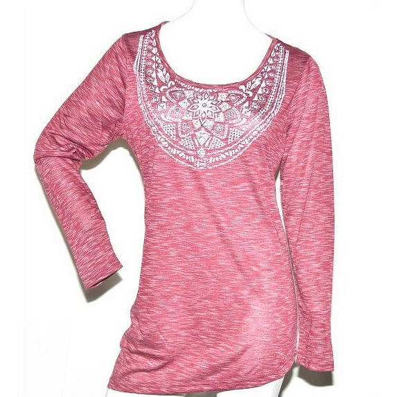 Women's Long Sleeve Crew Neck T-Shirt in Wine - Small