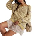 thumbnail image 1 of Women's Long Sleeve Crewneck Casual Loose Pullover Sweater Jumper Tops Stripe Knitted Sweater Fall Winter Outfits, 1 of 8