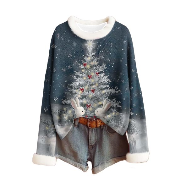 Women's Long Sleeve Crewneck Snowflake Print Sweatshirt Dressy Casual Tunic Heart Print Top Daily Winter