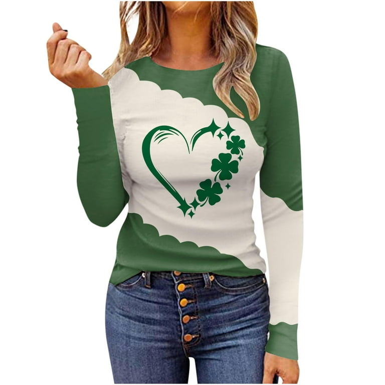 Women's St. Patrick's Day Irish Green Graphic Printed Sweatshirt Long  Sleeve Loose Fit Hoodie Pullover Tops 