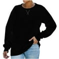 thumbnail image 1 of Women's Long Sleeve Crewneck Sweatshirts Solid Color Casual Loose Lightweight Pullover Fall Clothes for Women, 1 of 4