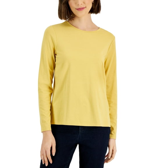Women's Long-Sleeve Crewneck T-Shirt Ochre M