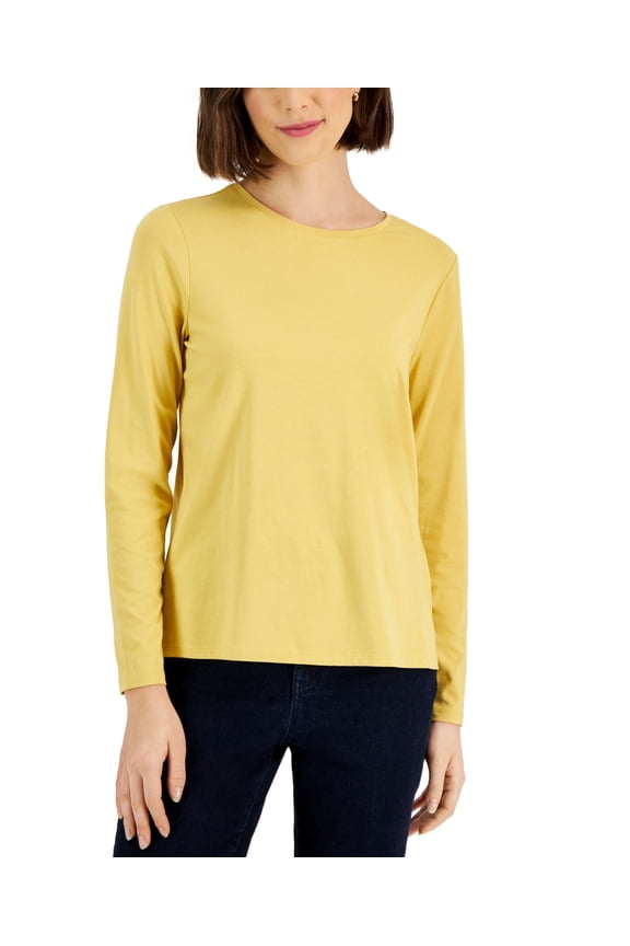 Women's Long-Sleeve Crewneck T-Shirt Ochre M