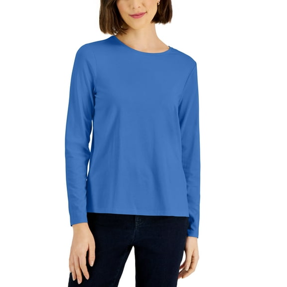 Women's Long-Sleeve Crewneck T-Shirt Spruce Blue L