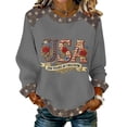 thumbnail image 1 of Women’s Long Sleeve Crewneck Top USA Graphic Print Casual Loose Fit Pullover Sweatshirt 250 Years of Freedom Design Gray M, 1 of 3