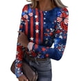 thumbnail image 1 of Women’s Long Sleeve Crewneck Top with Dog and Butterfly Print Ribbed Knit Casual Pullover for Daily Wear Blue S, 1 of 7