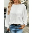 thumbnail image 1 of Women’s Long Sleeve Crewneck Waffle Knit Top, Business Casual Shirt, Basic Blouse, 1 of 5