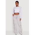 thumbnail image 1 of Women's Long Sleeve Cropped Bubble Hem Sweatshirt, 1 of 5