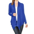 thumbnail image 1 of Women's Long Sleeve Draped Neck Open Front Waist Length Solid Cardigan, 1 of 4