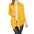 thumbnail image 1 of Women's Long Sleeve Draped Neck Open Front Waist Length Solid Cardigan, 1 of 4