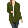 thumbnail image 1 of Women's Long Sleeve Draped Neck Open Front Waist Length Solid Cardigan, 1 of 4