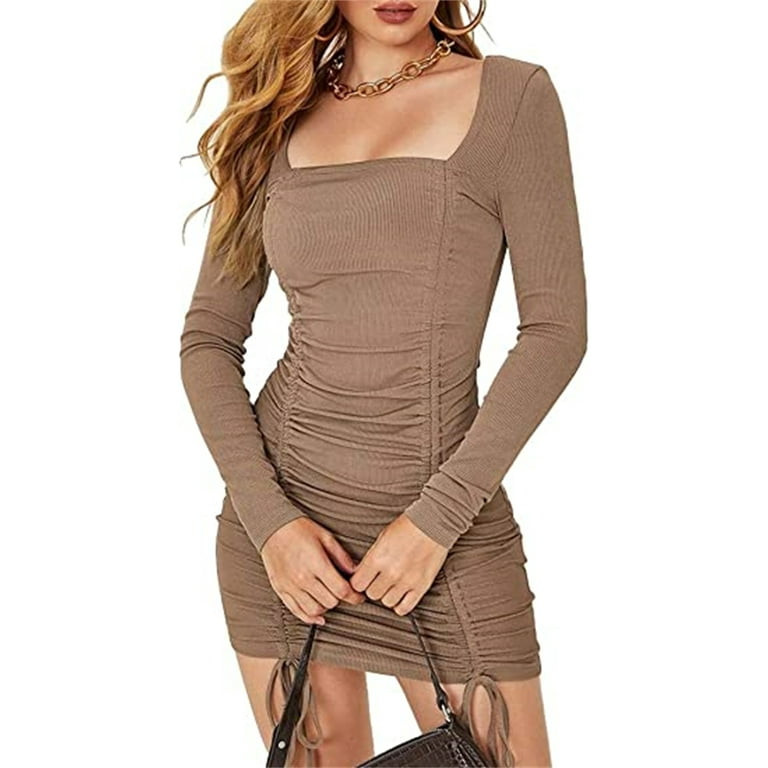 Drawstring ruched dress cheap