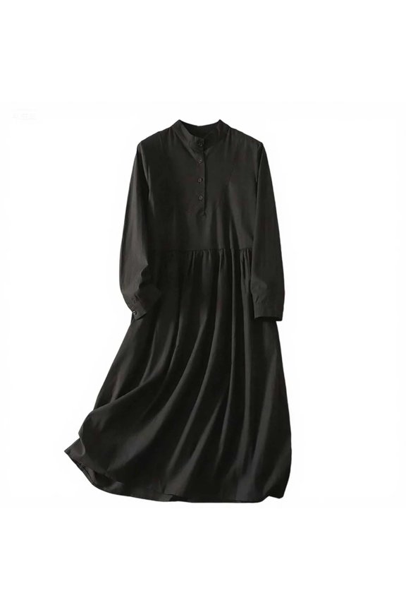 Women's Long Sleeve Dress Casual Shift Style with Round Neck Comfortable Daily Wear