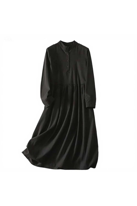 Women's Long Sleeve Dress Casual Shift Style with Round Neck Comfortable Daily Wear